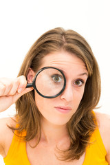 woman with magnifying glass