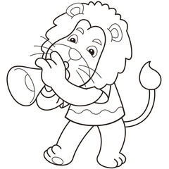 Cartoon Lion Playing a Trumpet
