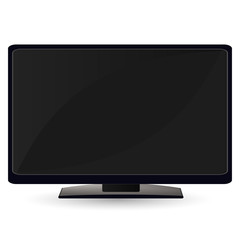 LCD TV monitor with a black screen. Illustration on white backgr