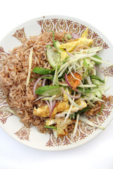 Thai food Khao Kluk Kapi , Shrimp Paste Rice and Toppings