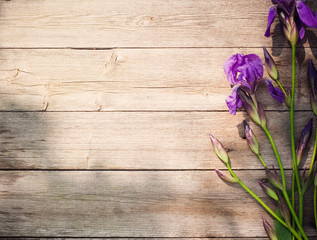 flowers on wooden background