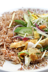 Thai food Khao Kluk Kapi , Shrimp Paste Rice and Toppings