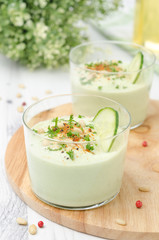cold soup with avocado, cucumber and yogurt