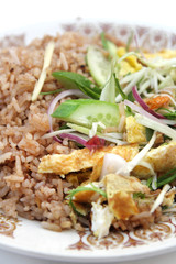 Thai food Khao Kluk Kapi , Shrimp Paste Rice and Toppings