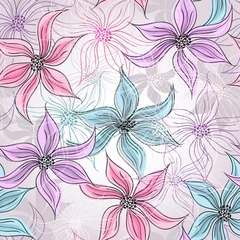 Washable wall murals Abstract flowers Seamless spring floral pattern