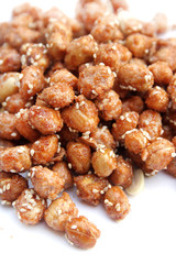 Coated Peanut With Sesame on white background