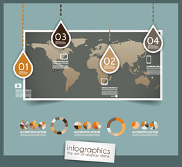 Infographic design template with paper tags.