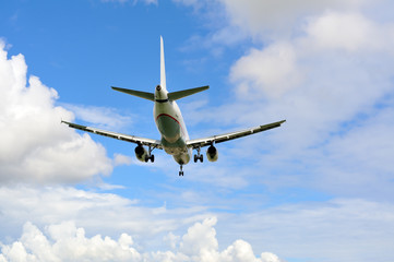 Passenger airplane landing to runway