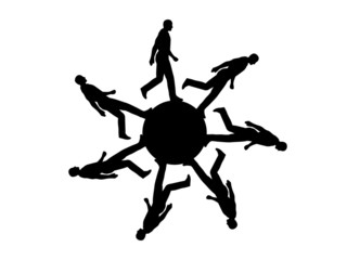 Walking on earth globe