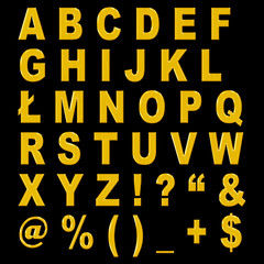 3D golden alphabet - letters - obrazy, fototapety, plakaty