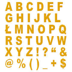 3D golden alphabet - letters - obrazy, fototapety, plakaty