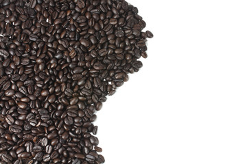 curved line of brown coffee beans texture