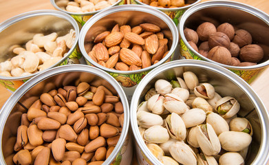 Assorted nuts in Iron pot