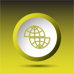 Shift globe. Plastic button. Vector illustration.