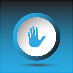 Obraz premium Stop hand. Plastic button. Vector illustration.