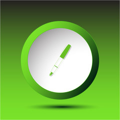 Ink pen. Plastic button. Vector illustration.