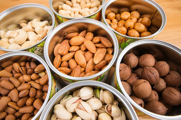 Assorted nuts in Iron pot