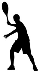 Silhouette of tennis player, vector