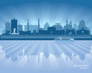 Samara Russia skyline city silhouette - obrazy, fototapety, plakaty