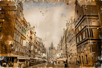 Obraz na płótnie Canvas Aged textured photo with Italian cities