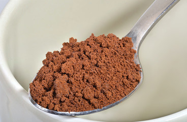 Macro of a spoonfull instant coffee