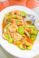 fried spicy Stink Beans with Shrimp