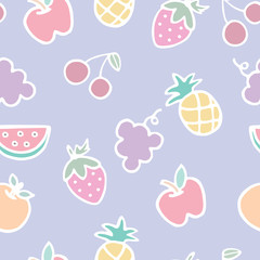 Seamless pattern of fruits cartoon