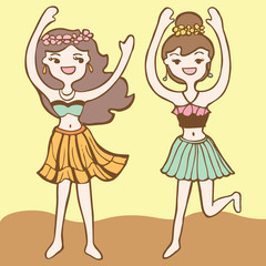 Girls Dancing Hula