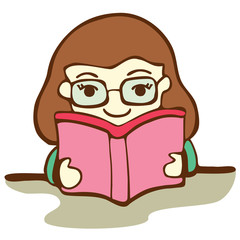 Cute Girl Reading Book