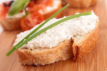 bread with cheese spread