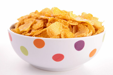 bowl of corn flakes cereal
