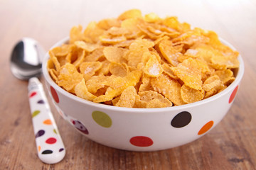 bowl of corn flakes cereal