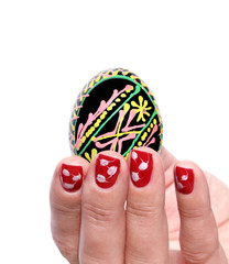 Painted Easter egg woman hand