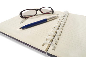 Notebook with glasses