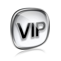 VIP icon grey glass, isolated on white background.