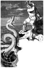 Obraz premium Nordic-Germanic Mythology : Thor fighting a Snake