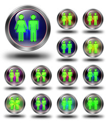 Women & Men glossy icons, crazy colors