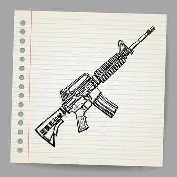 M16 Doodle Vector illustration.