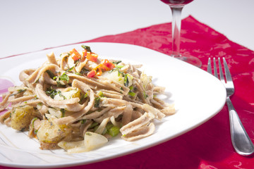 Close up of pasta.