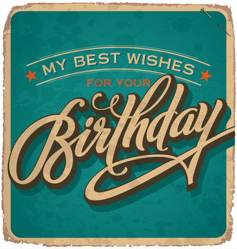 hand-lettered vintage birthday card (vector)
