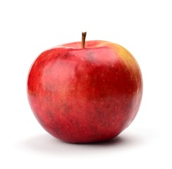 Red apple on a white neutral background