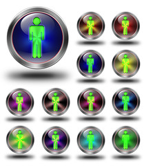 Men glossy icons, crazy colors