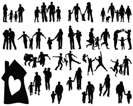 Silhouettes of families-vector