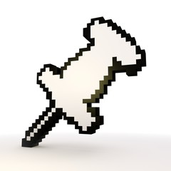 Pixel pin symbol in a stylish white background