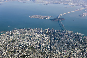 Aerial Photograph of downtown San Francisco and the Bay