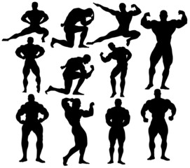 Vector bodybuilding silhouettes