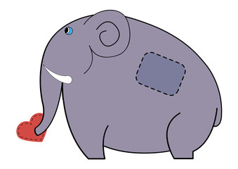 cute elephant carrying in his trunk heart