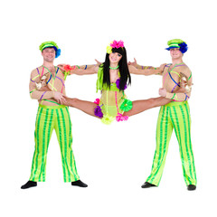 Fototapeta premium acrobat carnival dancers doing splits