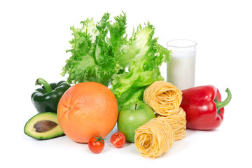 Fruits and vegetables organic green and red pepper