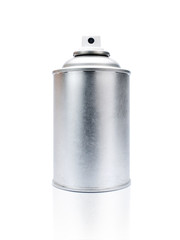blank aluminum spray can on white background